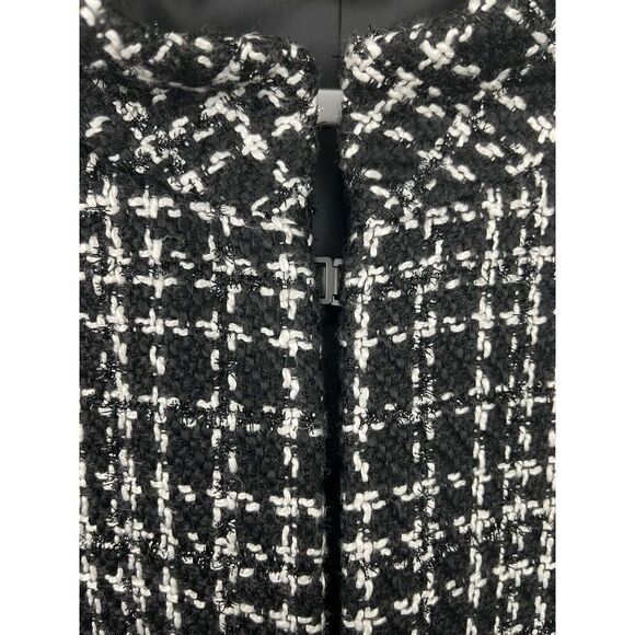 Karl Lagerfeld Paris Black White Tweed Jacket Blazer Women’s Size 16 - Picture 3 of 7